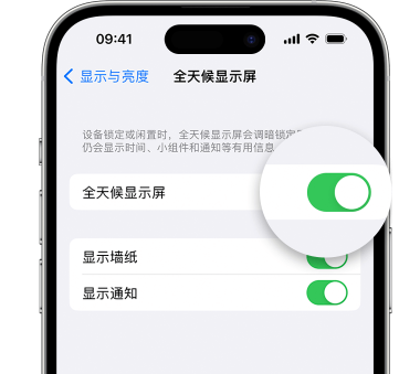 山东苹果15预约维修分享iPhone15如何设置全天候显示屏幕可见 