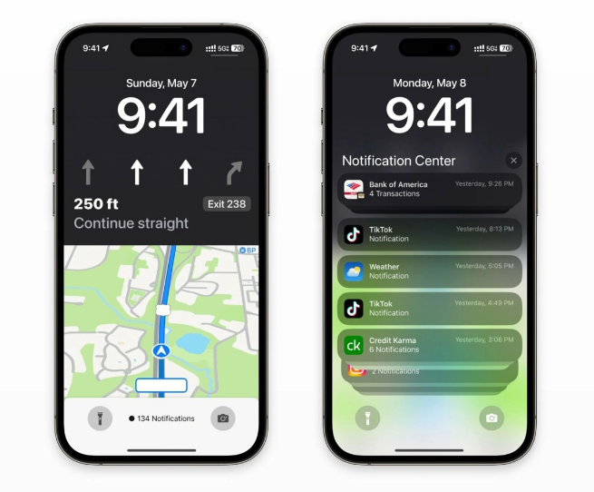 山东苹果维修服务分享iOS17锁屏地图导航半屏显示长什么样 